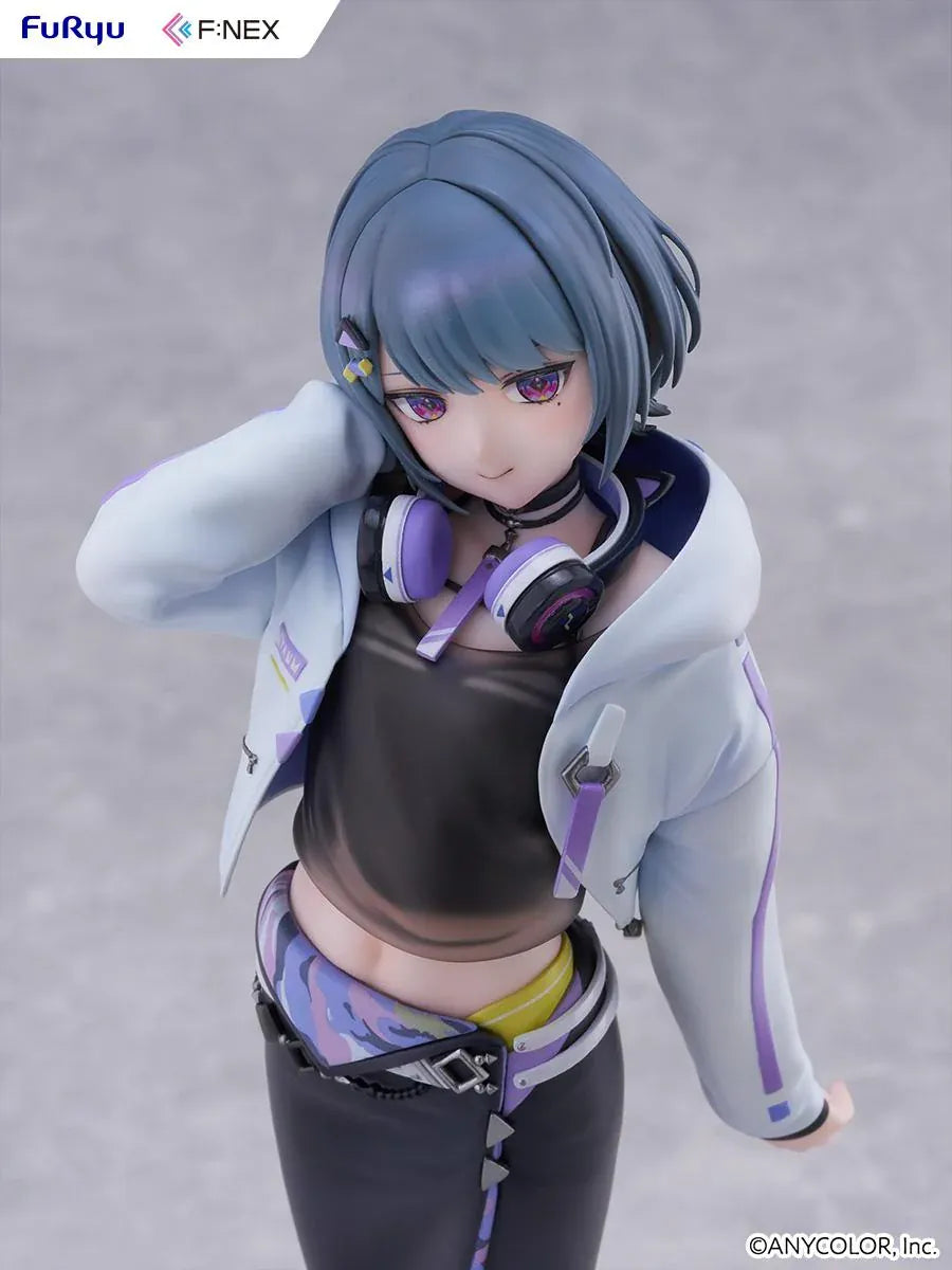 Nijisanji F:NEX Koshimizu Toru 1/7 scale figure wearing headphones and purple accented streetwear