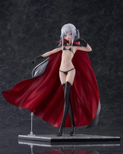 Kirie Kagarino 1/6 scale figure from Bishoujo Mangekyou featuring flowing red cape, black outfit, and silver hair on display base