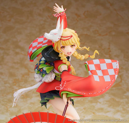 Gakuen iDOLM@STER Kotone Fujita Kamurogiku Ver. 1/7 scale figure wearing a red traditional outfit with a fox mask and wagasa umbrella.