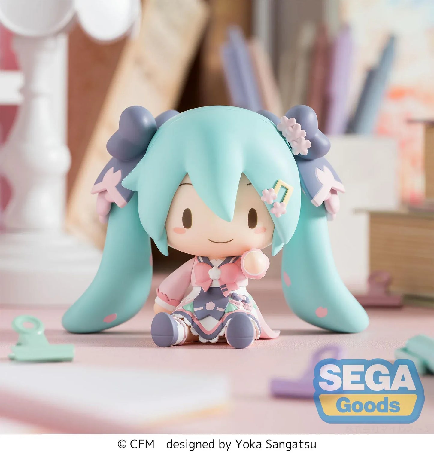 Hatsune Miku Fuwa Petit chibi figure in pastel school outfit sitting pose
