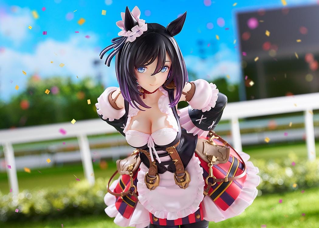 Umamusume Pretty Derby Eishin Flash Victory Pose Ver. 1/7 Scale Figure featuring Eishin Flash in a detailed race-inspired outfit with horse ears and a themed display base.