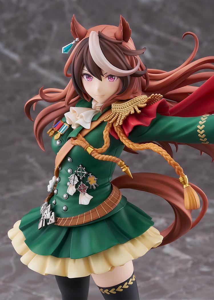 Uma Musume Pretty Derby Symboli Rudolf Signature Racewear Ver 1/7 scale figure wearing green uniform with red cape.
