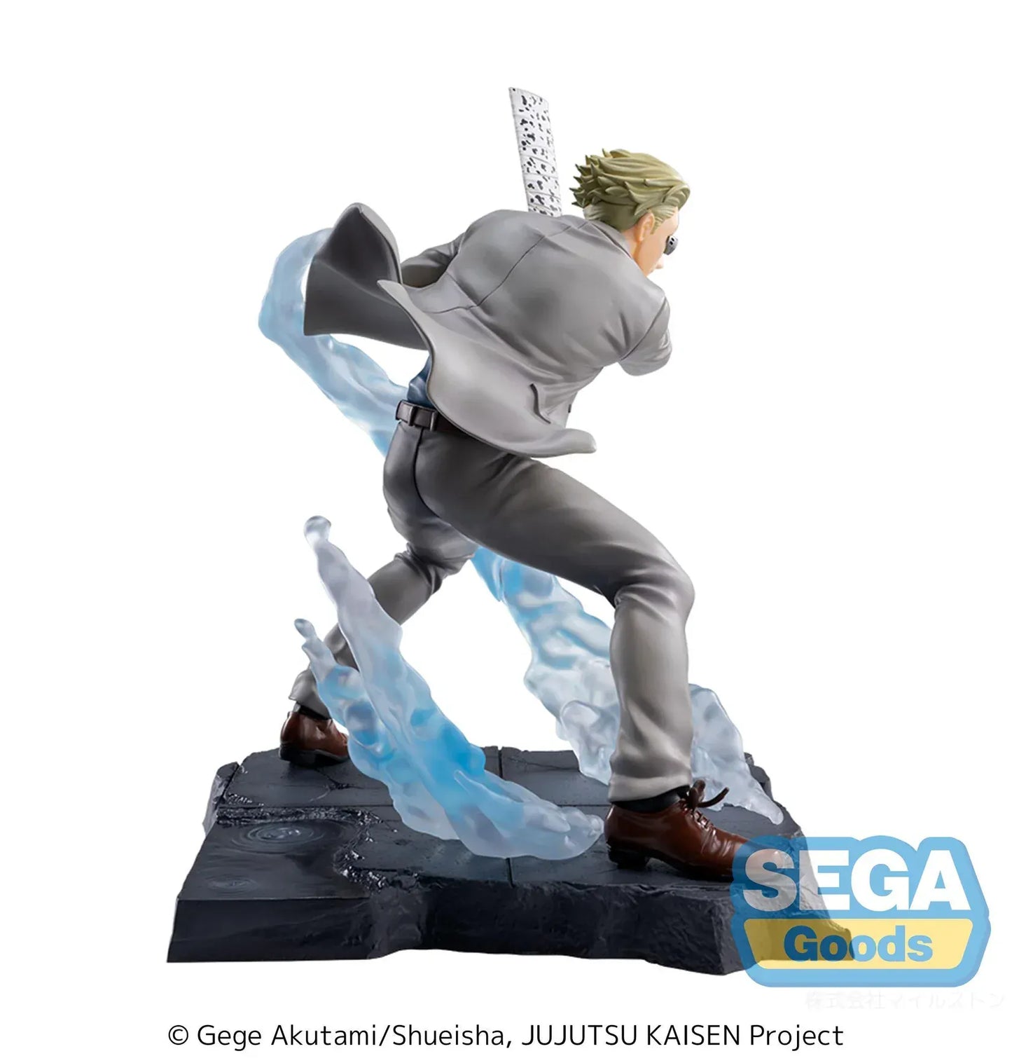 Kento Nanami Luminasta figure from Jujutsu Kaisen in combat pose with wrapped sword and dynamic effect base