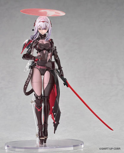 GODDESS OF VICTORY NIKKE Hyper Body Scarlet Black Shadow Figure featuring black and red armor, circular headpiece, and large red sword