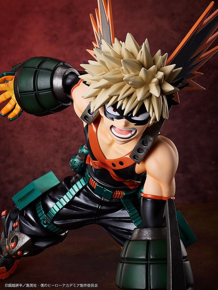 My Hero Academia Katsuki Bakugo (Metallic Ver.) 1/4 Scale Figure featuring Bakugo in an action pose with metallic armor, grenade gauntlets, and dynamic expression.