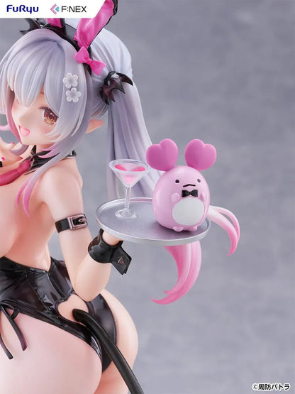 Suou Patra Bunny Ver 1/6 Scale Figure by FuRyu F:NEX wearing a black and pink bunny outfit with stockings, heels, bunny ears, and tail