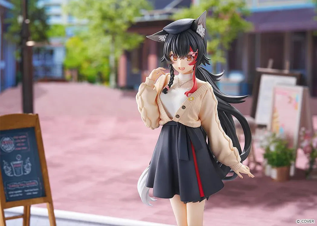 hololive production G.S. Collection Ookami Mio Date Style Street Outfit Ver. 1/7 Scale Figure wearing a cardigan, pleated skirt, and boots