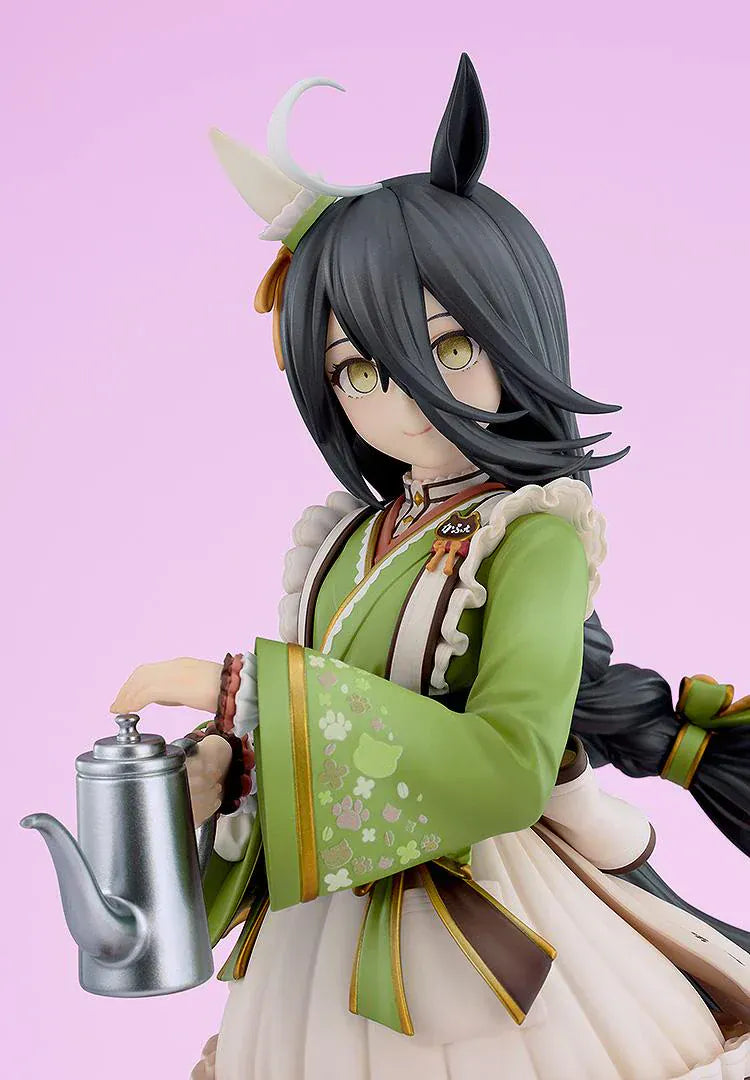 Uma Musume Pretty Derby Manhattan Cafe Willow-Green Evening 1/7 scale figure holding coffee pot with wooden base