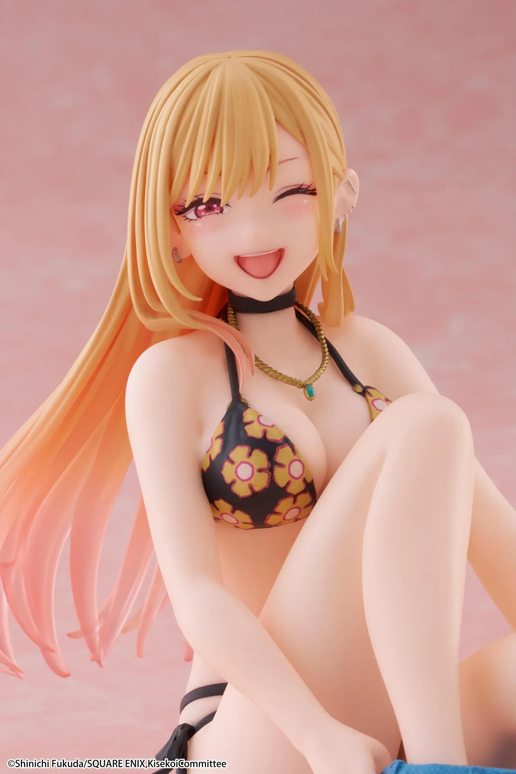 My Dress-Up Darling Desktop Cute Marin Kitagawa Measured Swimsuit Ver. Figure Reissue seated with blonde pink gradient hair