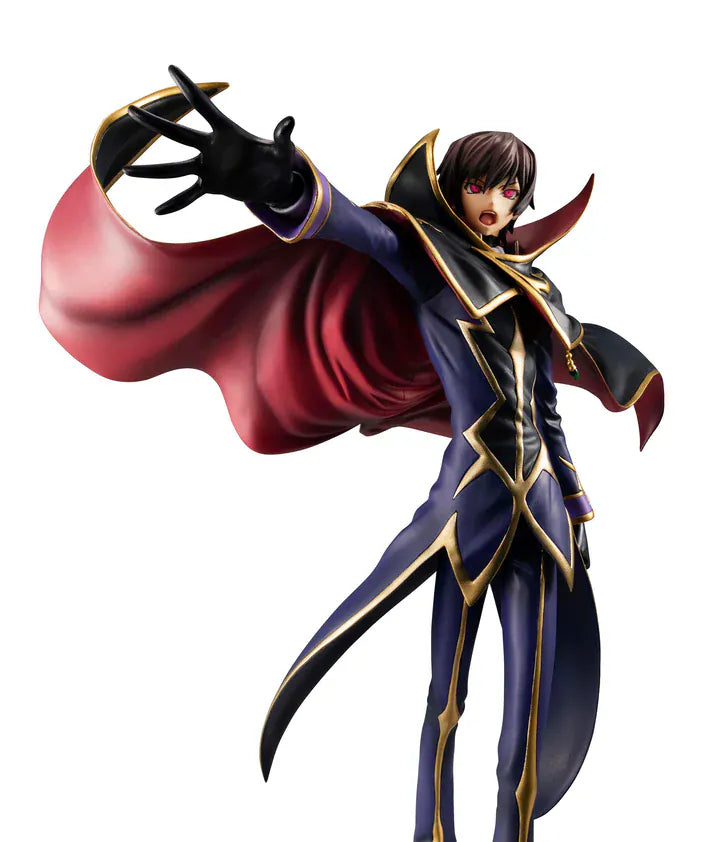 Code Geass Lelouch the Re;surrection Precious G.E.M. Series Zero 20th Anniversary Reissue featuring Zero in his iconic masked outfit with flowing cape and gold-trimmed details.