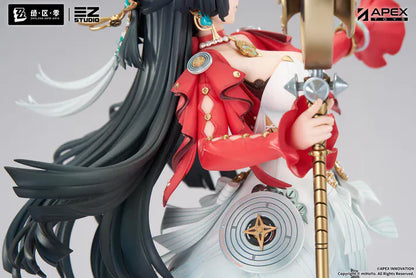Zenless Zone Zero Astra Yao 1/7 Scale Figure featuring Astra Yao with long black hair, red-and-white performance outfit, microphone staff accessory, and elegant stage-inspired pose.