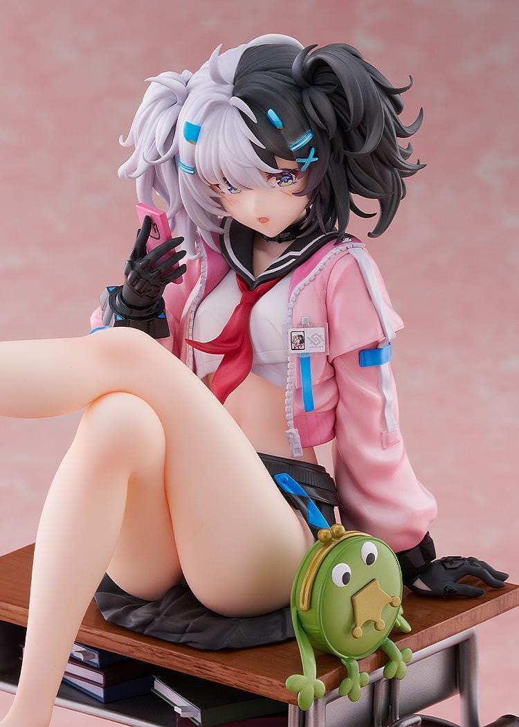 Snowbreak Containment Zone Eatchel The Cub Overdue Radiance 1/7 scale figure sitting on classroom desk with school accessories