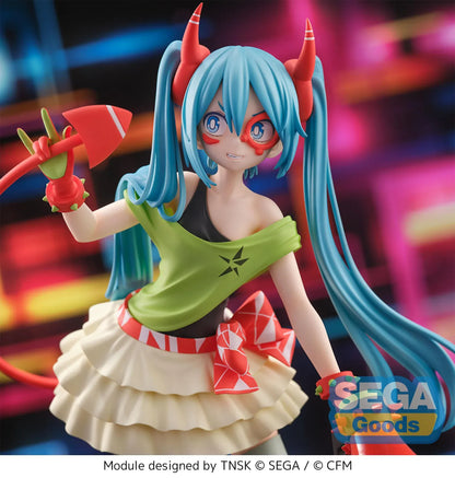 Hatsune Miku Project DIVA FiGURiZMa DE:MONSTAR T.R. Version rerelease figure with devil horns, tail, and colorful outfit