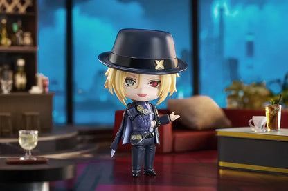 Zenless Zone Zero Nendoroid Hugo Vlad wearing fedora and suit with heterochromatic eyes in chibi style