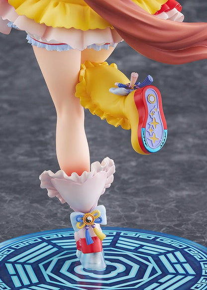 Umamusume Pretty Derby Copano Rickey Signature Racewear Ver. 1/7 Scale Figure featuring Copano Rickey in a yellow and red racewear outfit with horse ears, tail, and themed display base.