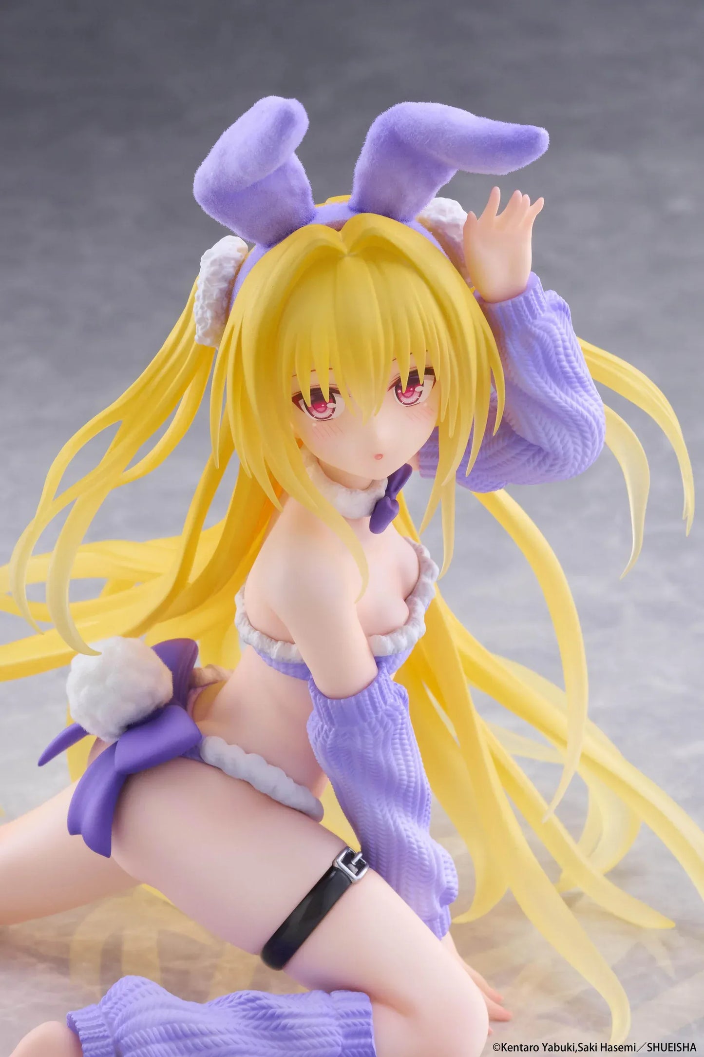 To Love-Ru Darkness MOFLOCK Golden Darkness Fluffy Bunny Ver Figure wearing a purple bunny outfit with long blonde hair
