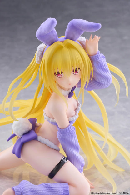 To Love-Ru Darkness MOFLOCK Golden Darkness Fluffy Bunny Ver Figure wearing a purple bunny outfit with long blonde hair