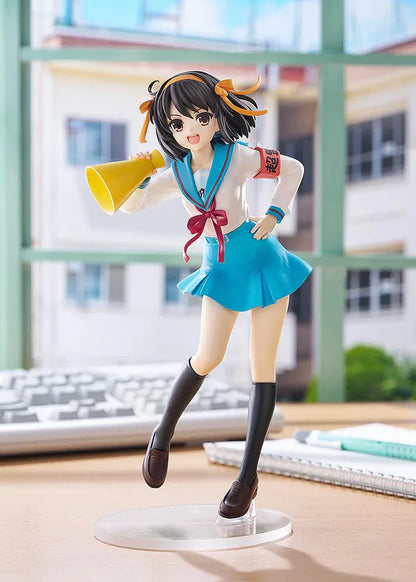 POP UP PARADE Haruhi Suzumiya L Size anime figure holding megaphone in North High school uniform by Good Smile Company