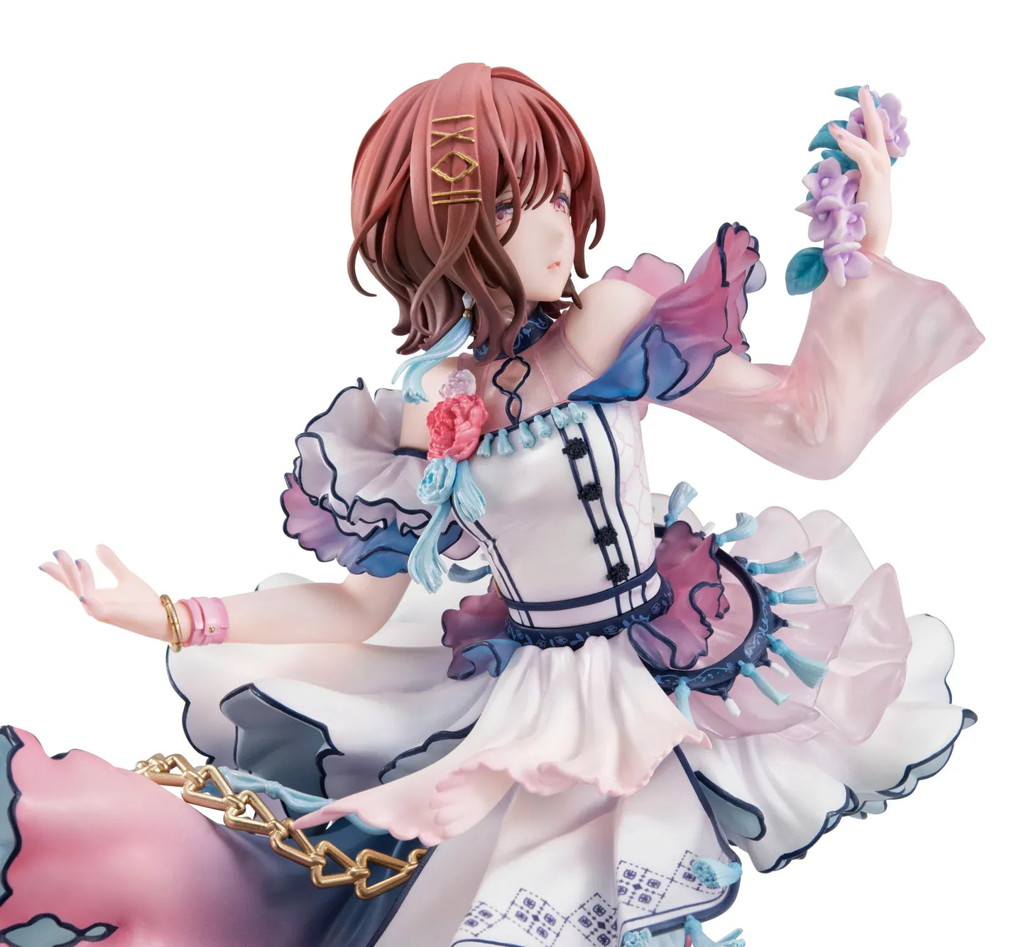 The Idolmaster Shiny Colors Lucrea Madoka Higuchi Merry Figure with pastel idol dress, floral accessories, flowing skirt, and elegant pose