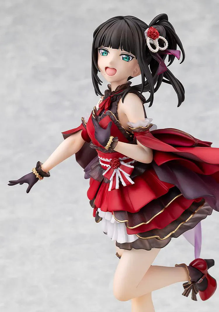 Love Live Sunshine Dia Kurosawa Love Live Days 5th Anniversary Ver. 1/7 Scale Figure featuring Dia in a red idol outfit with black and gold accents, ribbon details, and cheerful performance pose.