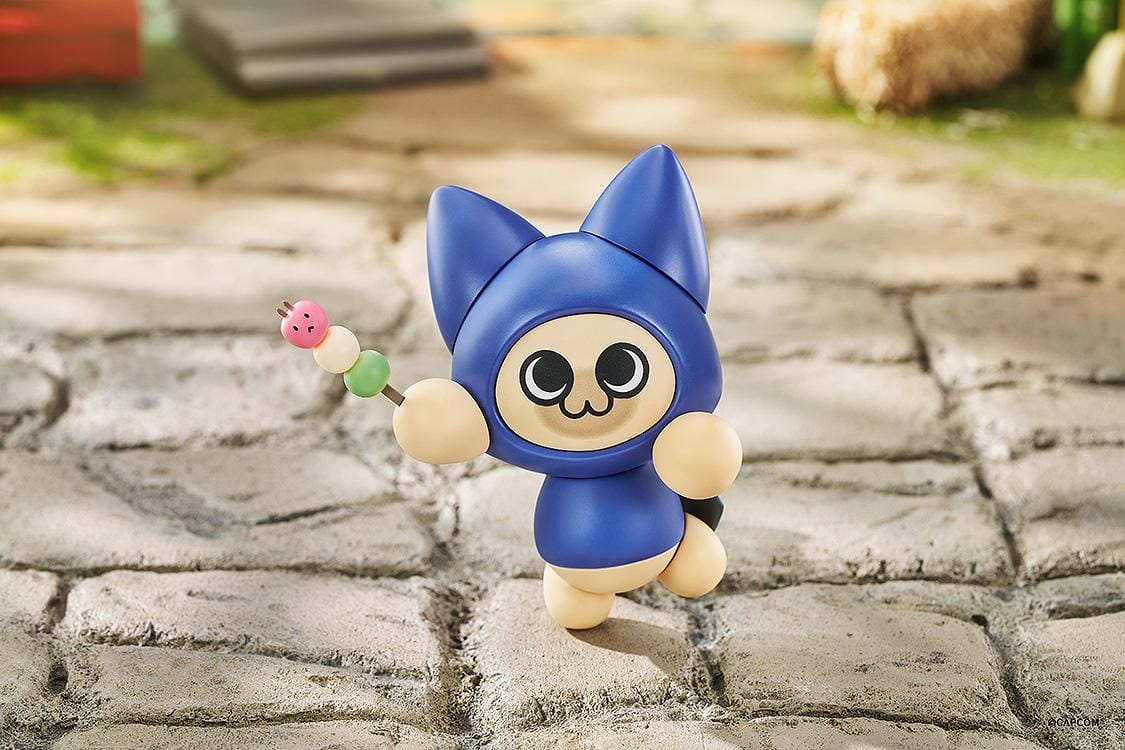 Monster Hunter Nendoroid Palico Layered Armor Kit T. Ver. figure wearing blue cat-themed armor
