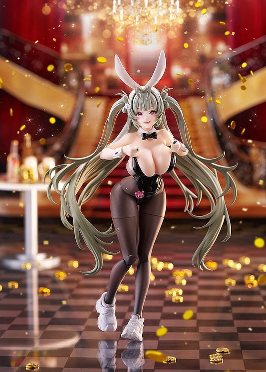 GODDESS OF VICTORY: NIKKE figma Soda Twinkling Bunny figure wearing a black bunny outfit and holding a weapon.