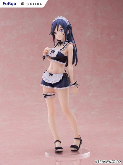 Oreimo Tenitol Tall Ayase Aragaki Swimsuit Maid Ver. Figure featuring Ayase in a navy and white maid swimsuit holding a relaxed pose surrounded by desserts
