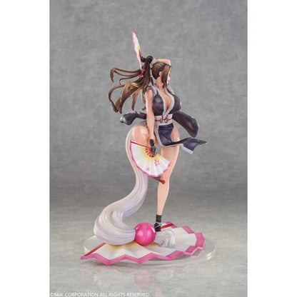 The King of Fighters x MA-Man Mai Shiranui 1/6 scale figure holding two folding fans in a dynamic pose on a fan-shaped base.