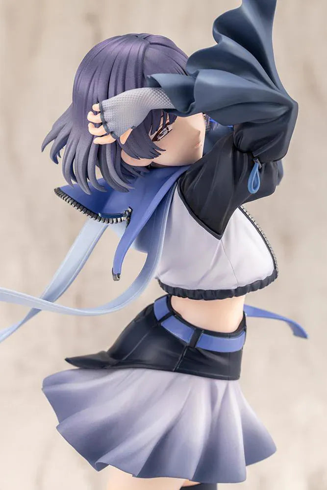 The Idolmaster Gakuen Misuzu Hataya Moon Turtle 1/7 Scale Figure with purple hair, blue-and-black outfit, flowing ribbon, and display base