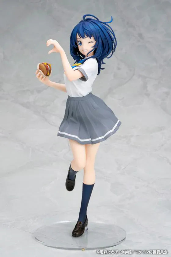 Too Many Losing Heroines Anna Yanami 1/7 Scale Figure featuring Anna with short blue hair, school uniform, snack accessory, and playful peace-sign pose.