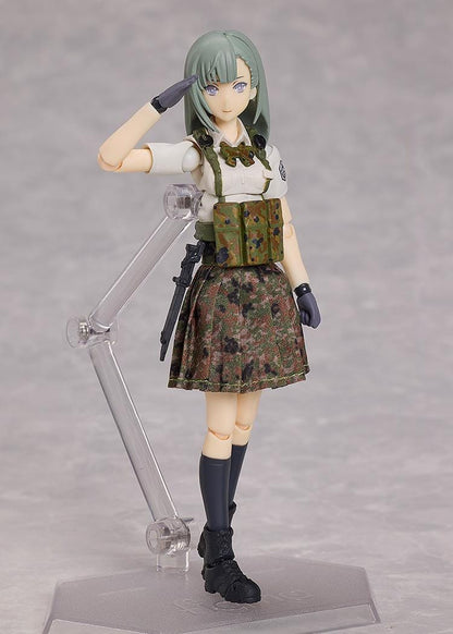 Little Armory figma Ena Toyosaki ver. 1.5 Figure wearing camouflage tactical gear and holding a detailed rifle