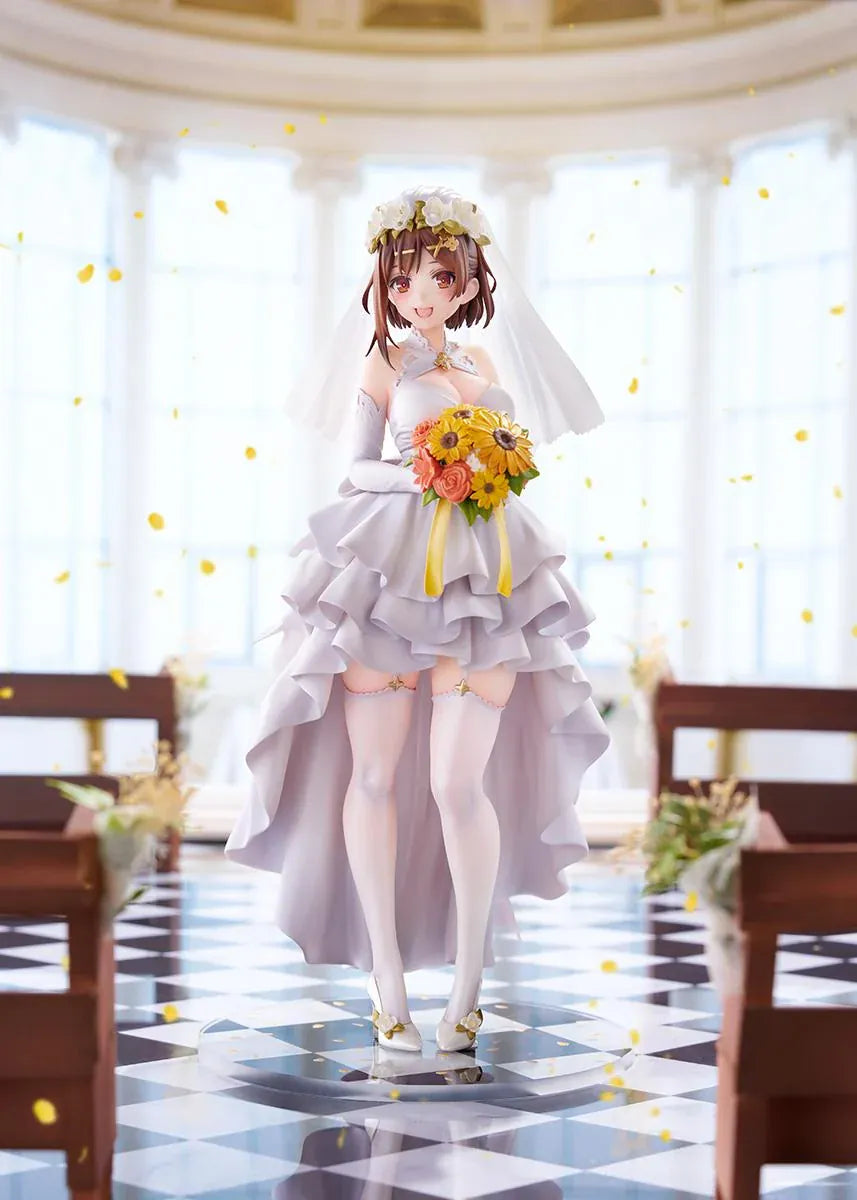 Atelier Ryza 3 Ryza Wedding Style 1/7 scale figure wearing a white bridal dress and veil while holding a colorful flower bouquet