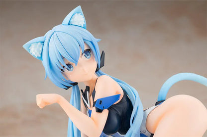 Frame Arms Girl Stylet Swimsuit Ver. Figure featuring Stylet with long light blue hair, cat ear details, blue-and-black swimsuit outfit, mechanical accessory parts, and display pose.
