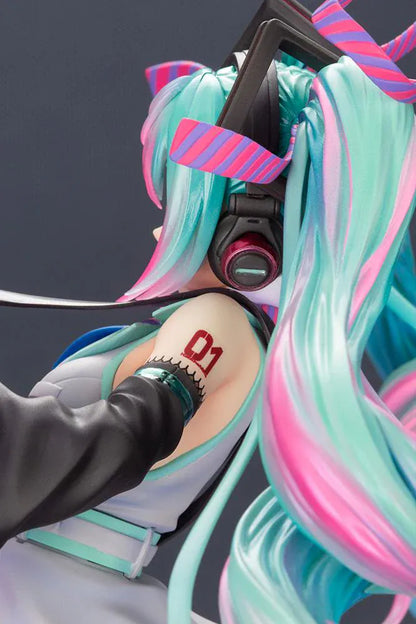 Vocaloid Bishoujo ReMIX Hatsune Miku 1/7 Scale Figure Rerun featuring Miku with teal and pink twin tails, headphones, electric guitar, black boots, and stage-inspired outfit.