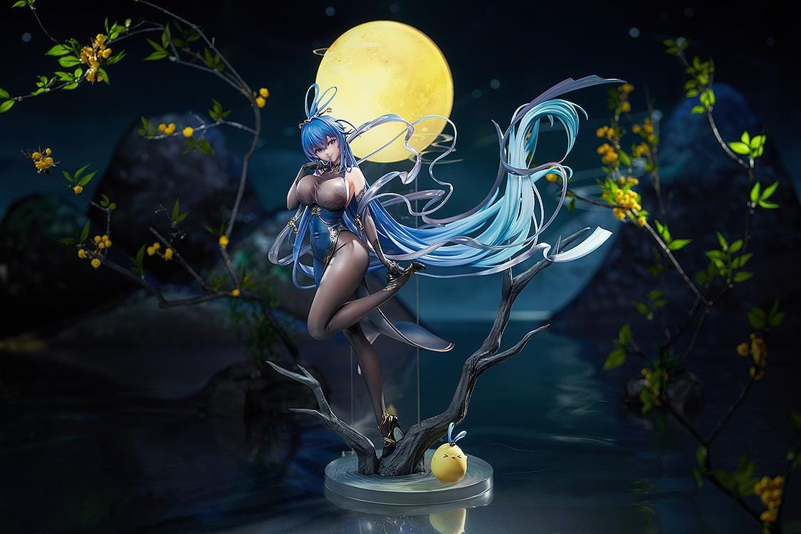 Azur Lane New Jersey Dancing in the Moonlight Ver. 1/7 Scale Figure with flowing blue hair black outfit and moonlit display base