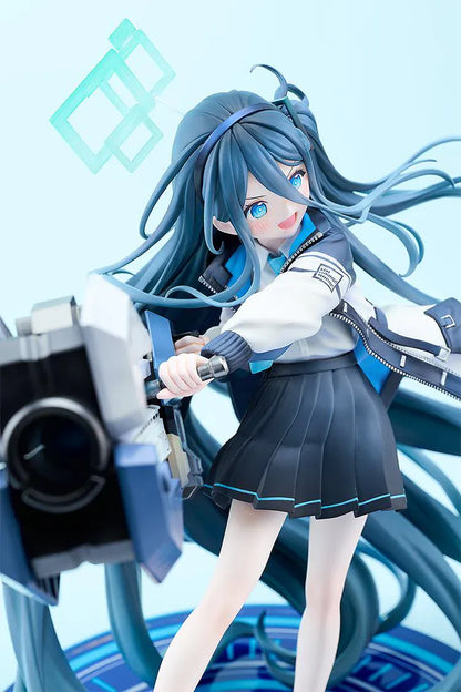 Blue Archive Aris Awaken Supernova 1/7 Scale Figure with futuristic weapon, blue hair, halo, and dynamic action pose