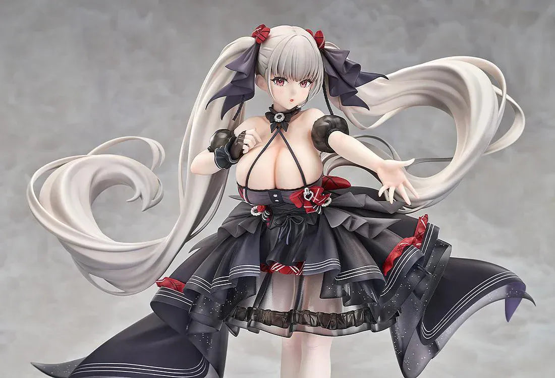 Azur Lane Formidable μ Equipment 1/7 scale figure in black and red idol-style dress with long twin tails standing on themed base