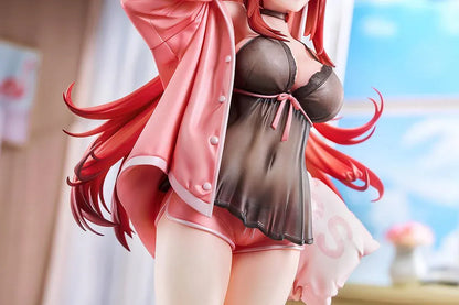 GODDESS OF VICTORY: NIKKE Rapi: Red Hood Cherished Red 1/7 scale figure wearing dark sleepwear and a pink cardigan while holding a pillow.