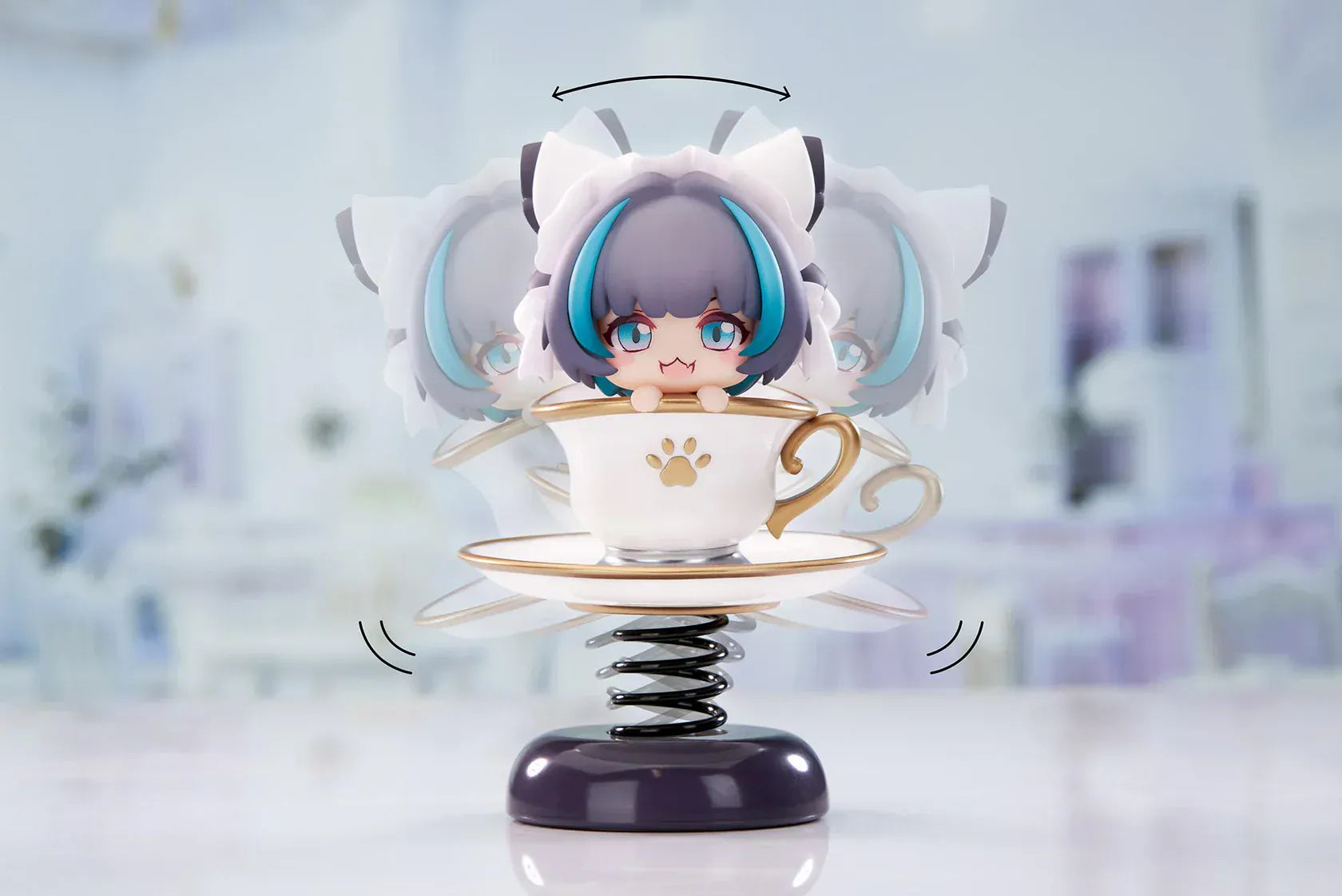 Azur Lane Cheshire Happy Shake non-scale chibi figure in teacup with spring wobble base