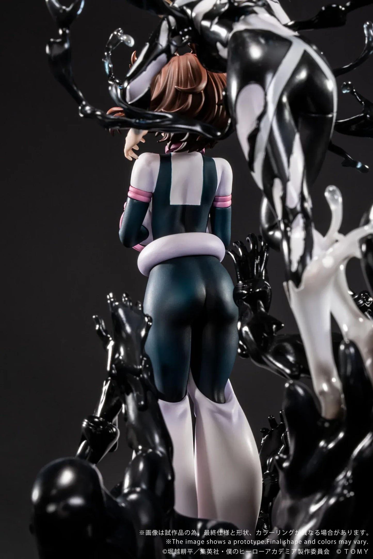 Ano-Bamen My Hero Academia Shojo no Ego 1/10 Scale Figure featuring Ochaco Uraraka and Himiko Toga posed dramatically over a black, fluid-like base.