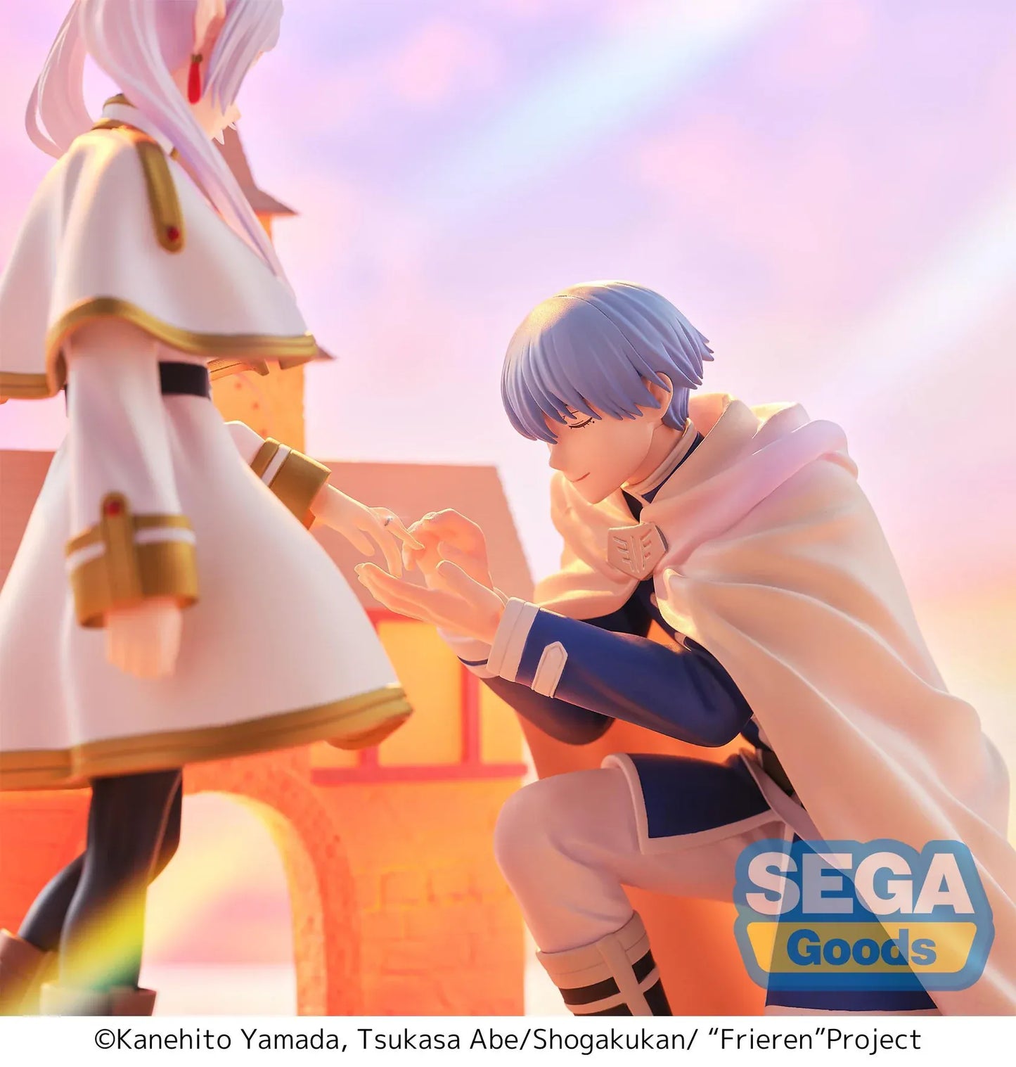 Frieren Beyond Journey's End Luminasta Himmel Eternal Love Figure kneeling with ring box in front of scenic building backdrop