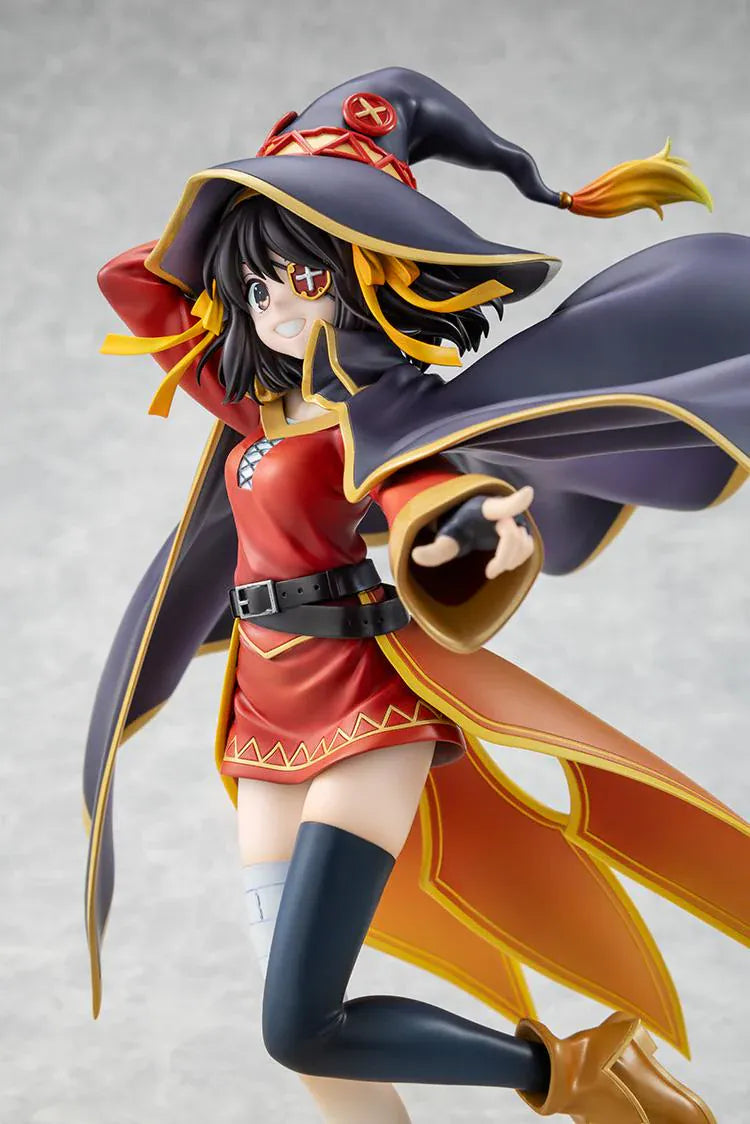 Haruhi Suzumiya KONOSUBA Megumin Collaboration Ver. 1/7 Scale Figure in red mage outfit with witch hat and flowing cape