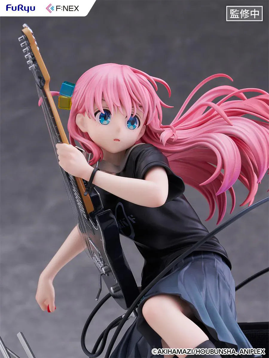 Bocchi the Rock F:Nex Hitori Gotoh Live Ver. 1/7 Scale Figure with pink hair, guitar, stage speakers, amplifier, and concert display base
