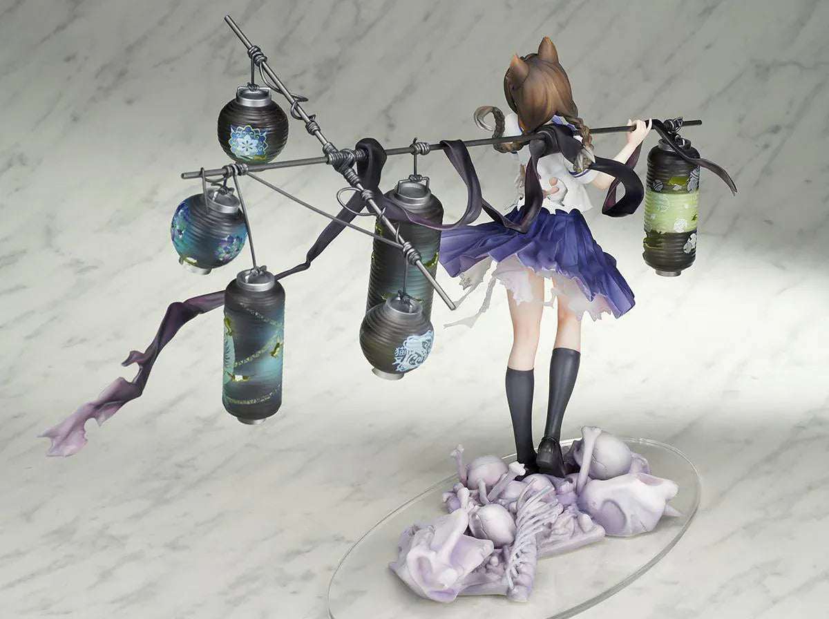 Bakemonogatari Tsubasa Hanekawa 1/7 Scale Figure featuring Tsubasa with cat ears, glasses, flowing hair, lantern display, and supernatural-themed base details.