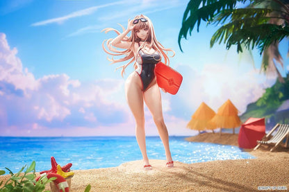 GODDESS OF VICTORY NIKKE Rapi Classic Vacation 1/7 Scale Figure Rerelease in black-and-white swimsuit with sunglasses, float accessory, and beach base