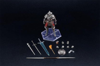 ELDEN RING figma Raging Wolf Figure rerelease featuring detailed medieval armor with sword, shield, and posable action figure design