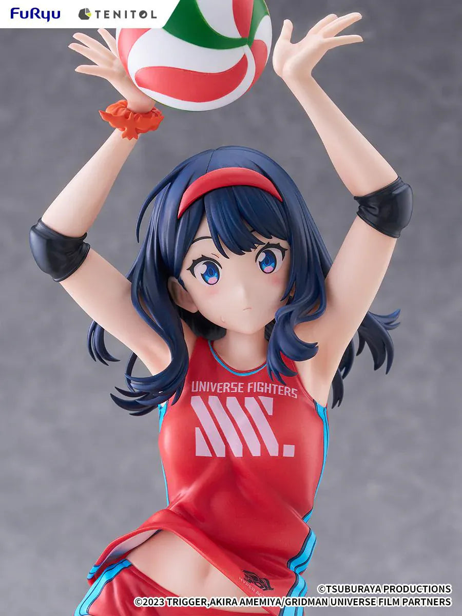 Gridman Universe Tenitol Tall Rikka Takarada Sportswear Ver. Figure in red volleyball sportswear holding a volleyball