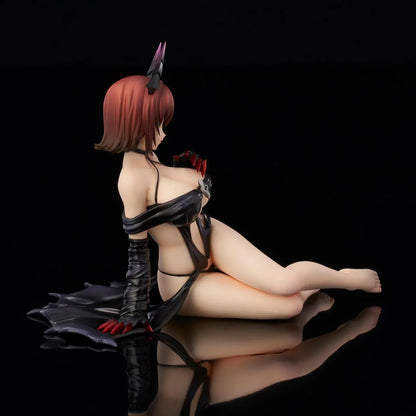 To Love-Ru Darkness Ryoko Mikado Darkness Ver. Figure (Rerelease) featuring a short reddish-brown-haired anime woman with green eyes, black horns, a revealing black outfit, long gloves, and red claw-like accents in a seated pose.