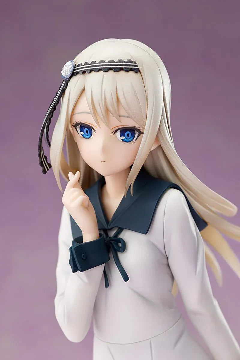 Kaguya-sama Love is War The First Kiss That Never Ends Kei Shirogane 1/7 scale figure wearing a flowing white dress with a translucent blue heart display base