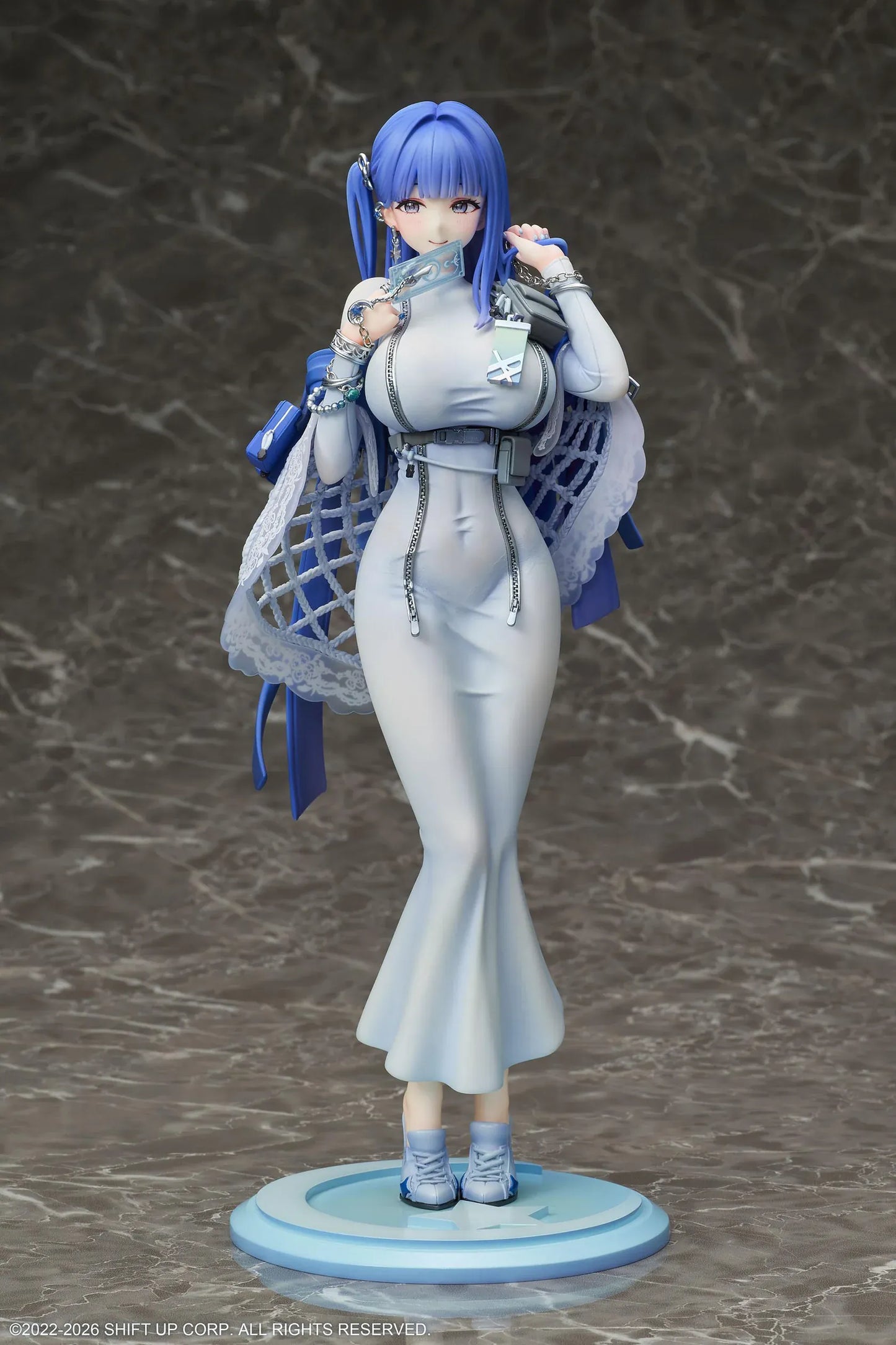 GODDESS OF VICTORY NIKKE Arcana 1/7 Scale Figure with blue hair, light-blue dress, accessories, and display base